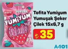 KENT TOFİTA YUMİYUM YUMUŞAK ŞEKER ÇİLEKLİ 15X6,7 G